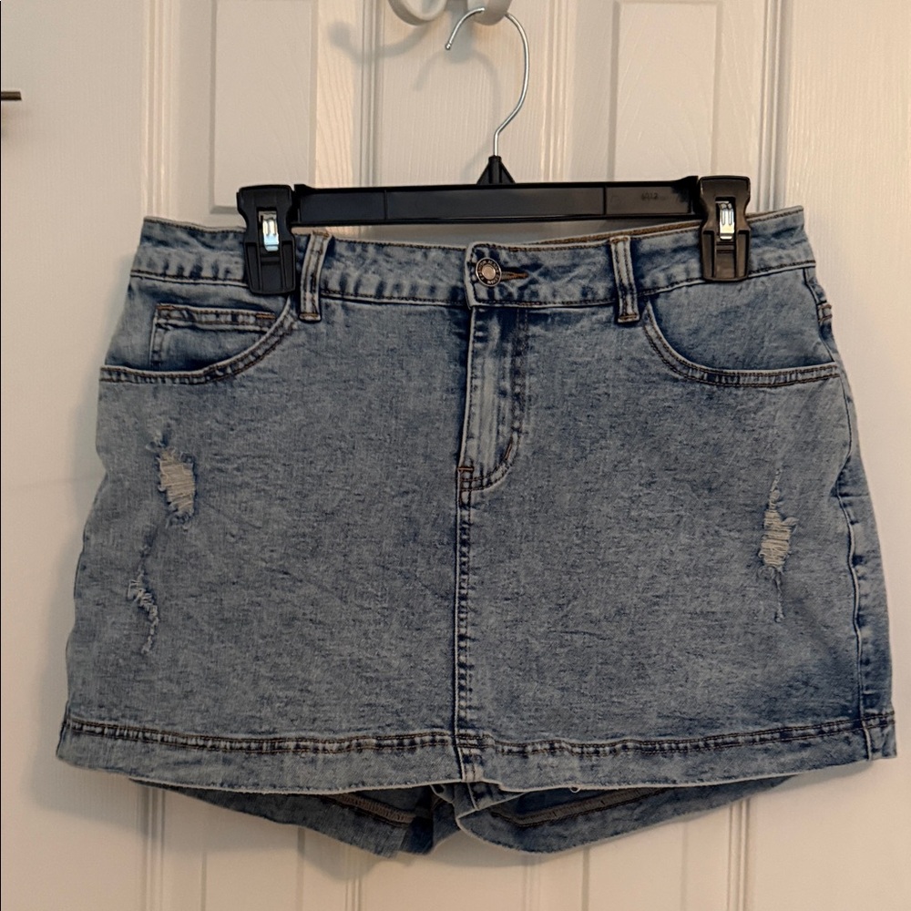 Large High Waist Denim Skort Stretch EUC